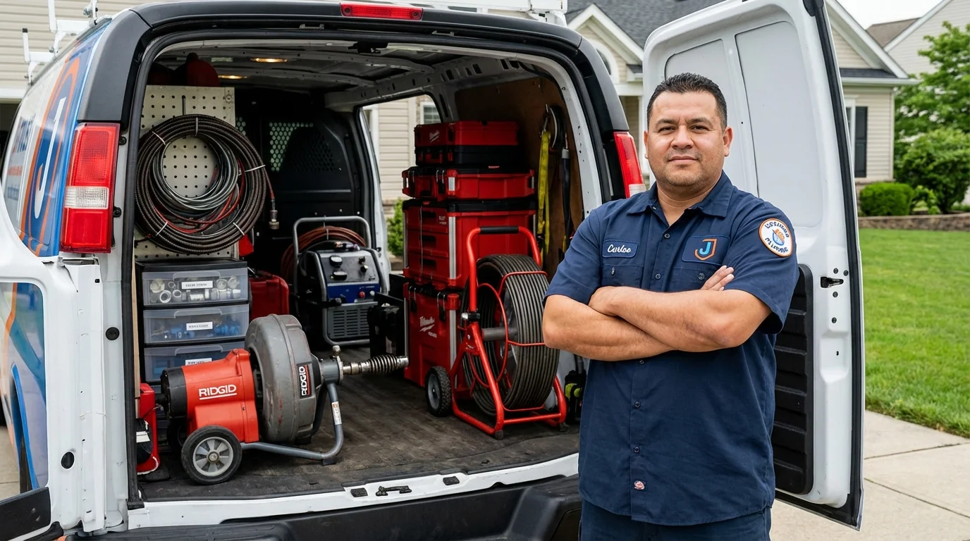 Professional drain cleaning equipment and Johns Plumbing LLC plumber in Tiltonsville