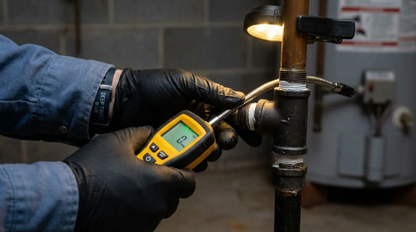 Gas leak detection with electronic sniffer by Johns Plumbing LLC in Tiltonsville