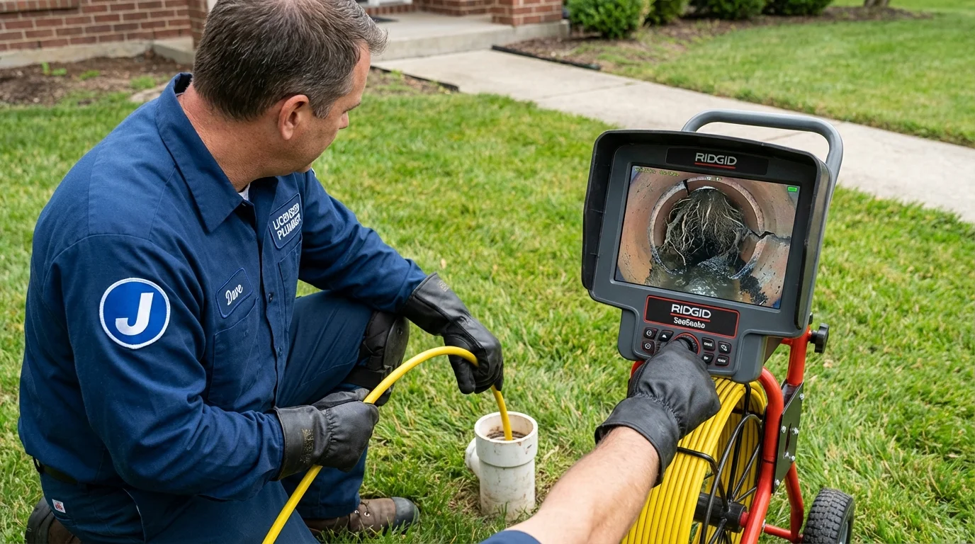 Sewer camera inspection being performed by Johns Plumbing LLC in Tiltonsville